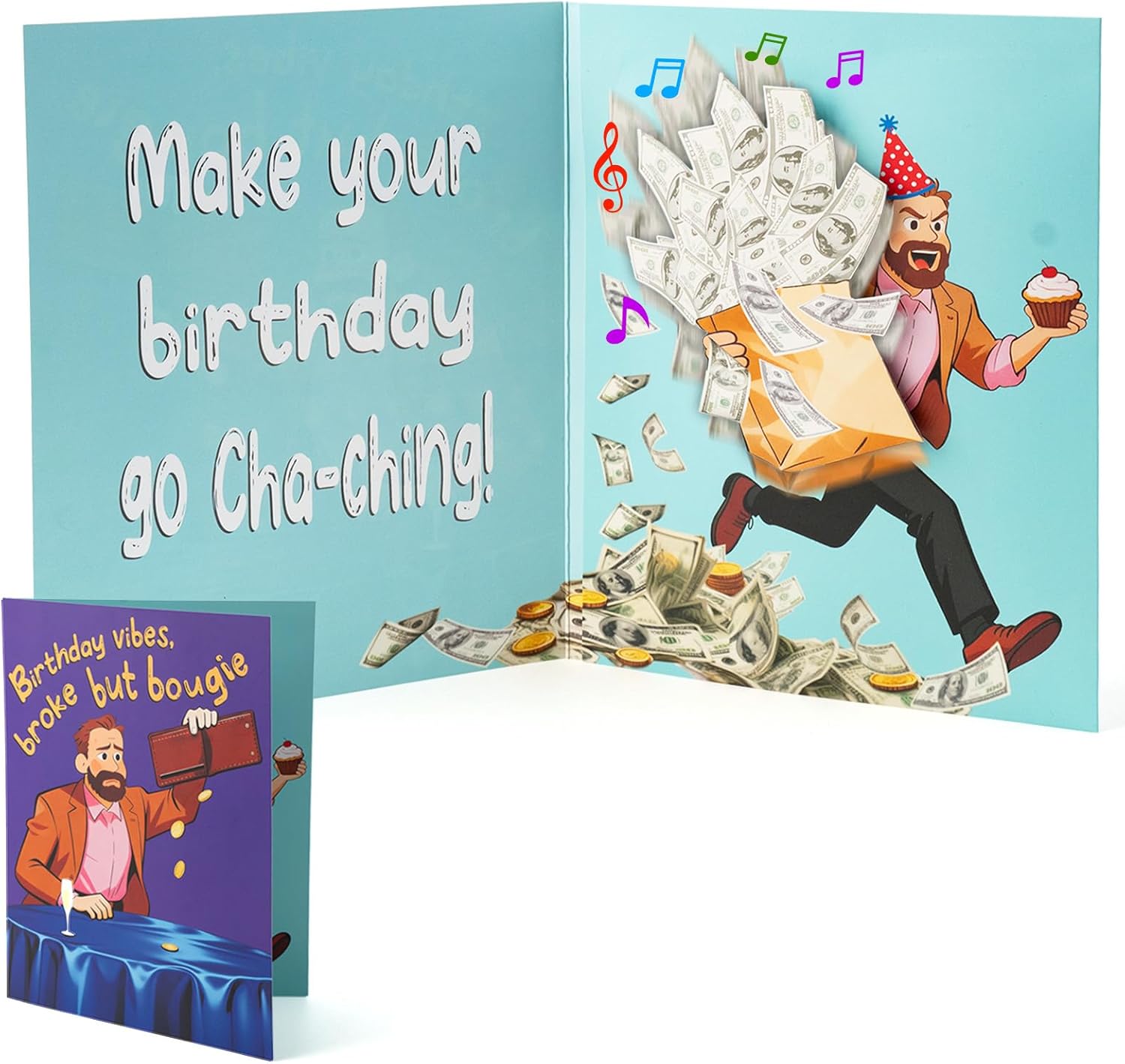 Funny Birthday Card,Musical Birthday Card with Shaking Money Bag – Interactive Happy Birthday Greeting Card with Music & Envelope, Surprise Birthday Gift for Men, Women & Kids 5.9 x 7.9 Inch