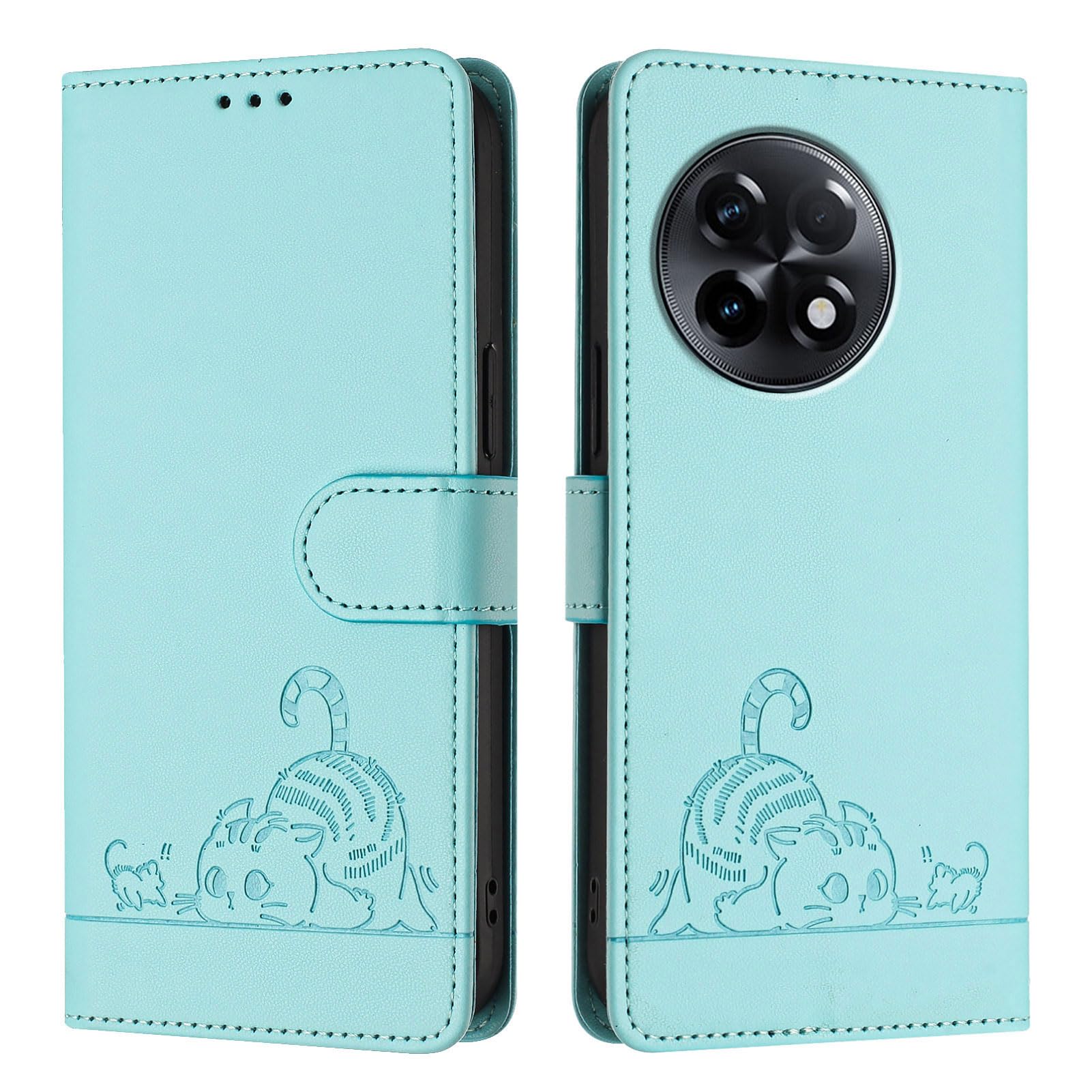 Leather Case for OnePlus 11R 5G Case with Cute Cat Card Slots Holder Kickstand Lanyard Magnetic Flip Shockproof Protective Shell for Women Compatible with OnePlus 11R 5G Wallet Cover (1)