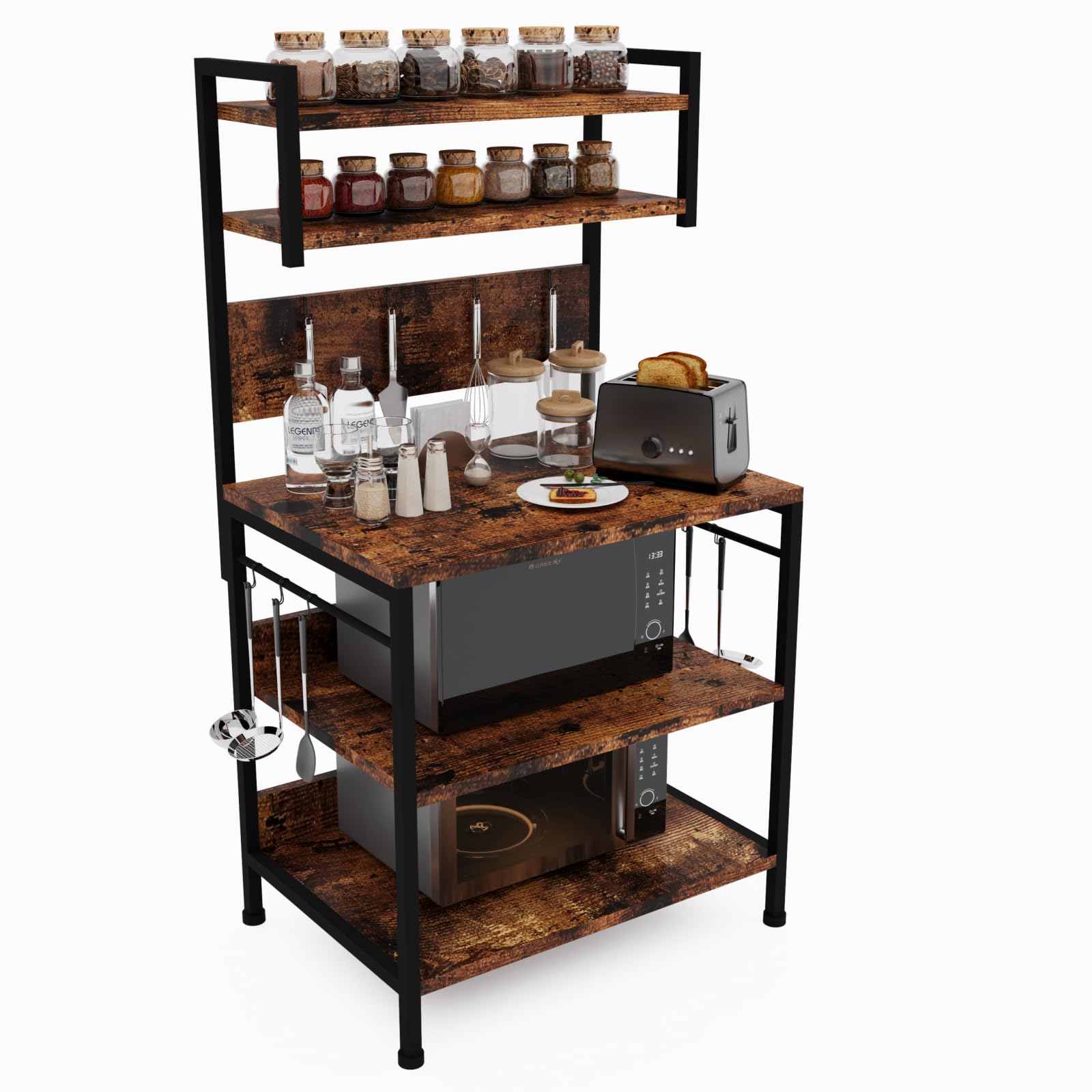 オープンシェルフ ラック 多機能収納 キッチンラック 本棚 木製