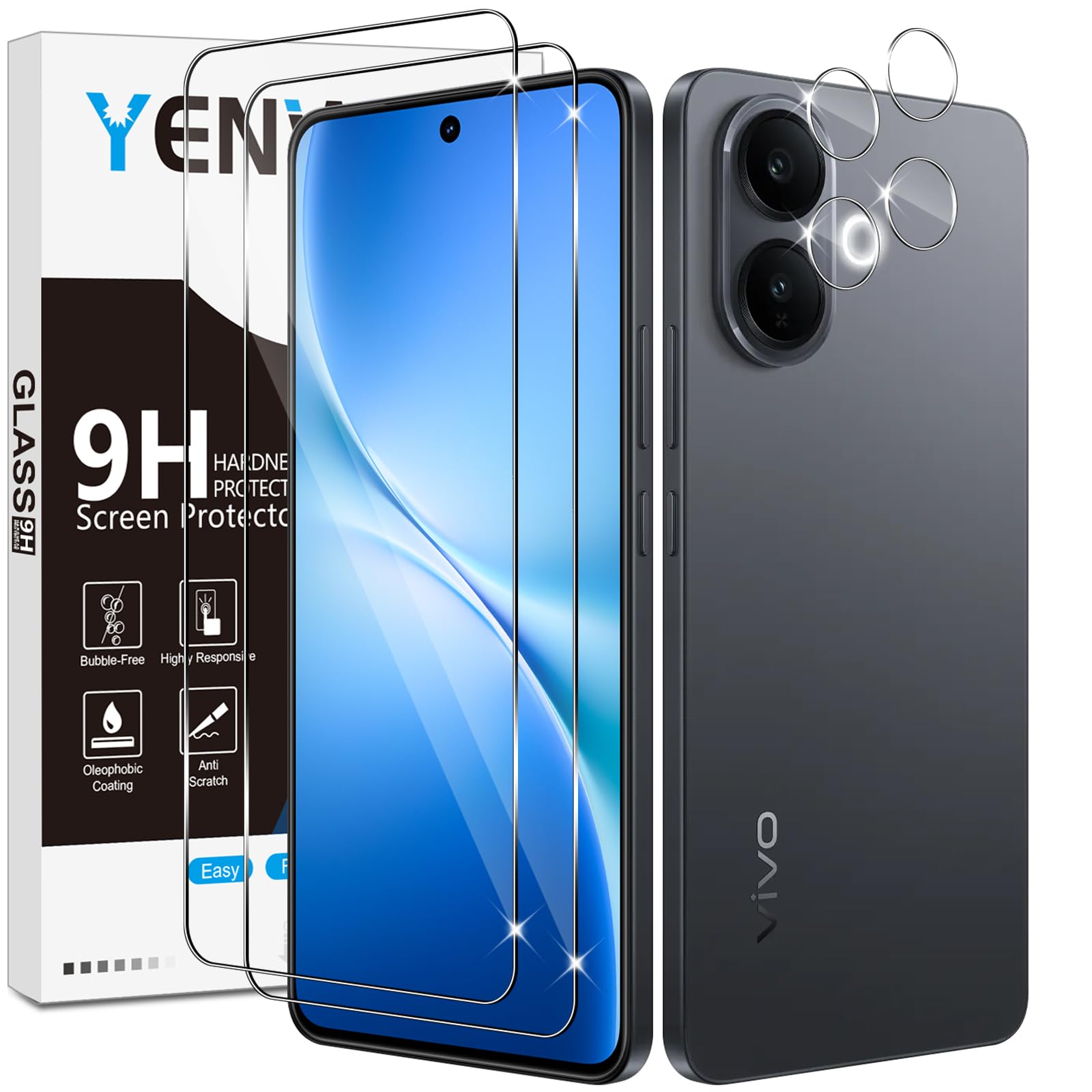 Protector De Lente Para Vivo V60 Lite - Pack De 2, Vidrio Templado 9H + Metal, Fácil Instalación, Protección Antiarañazos