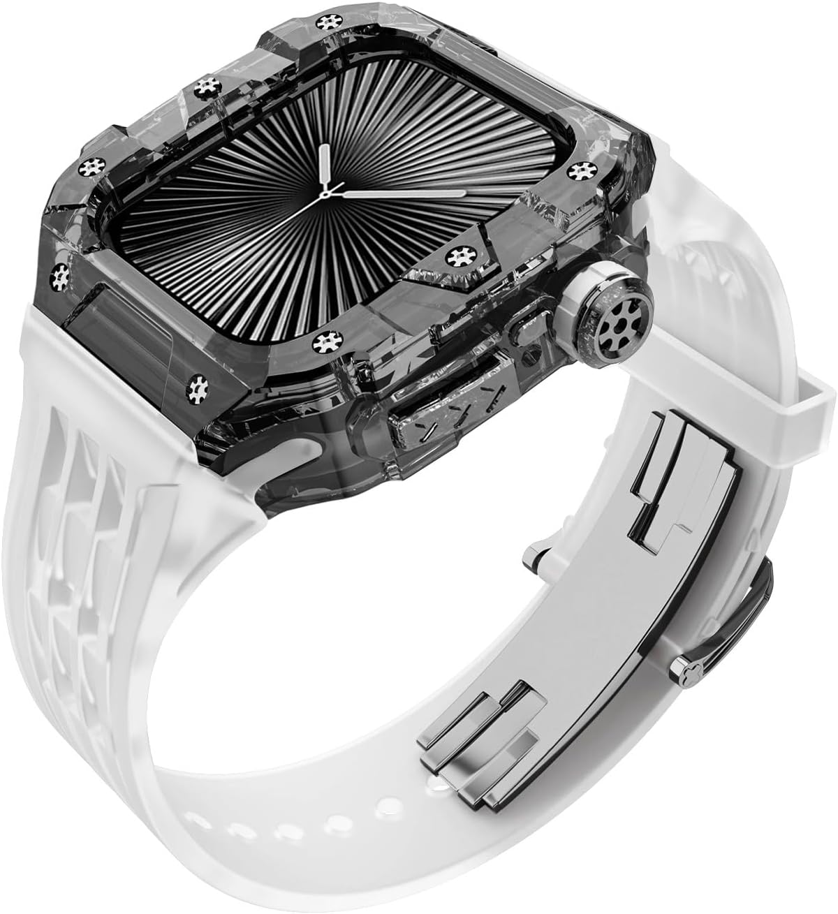 Transparent Case Modification Kit，For Apple Watch 46mm Bracelet Strap Case，For iWatch Series 10 46mm Rubber Band Refit Mod Upgrade Replacement Parts Set