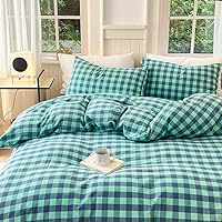 Vista 2 de FACE TWO FACE Juego de funda de edredón de 100 % algodón lavado, con textura parecida al lino, transpirable, duradero, suave y cómodo