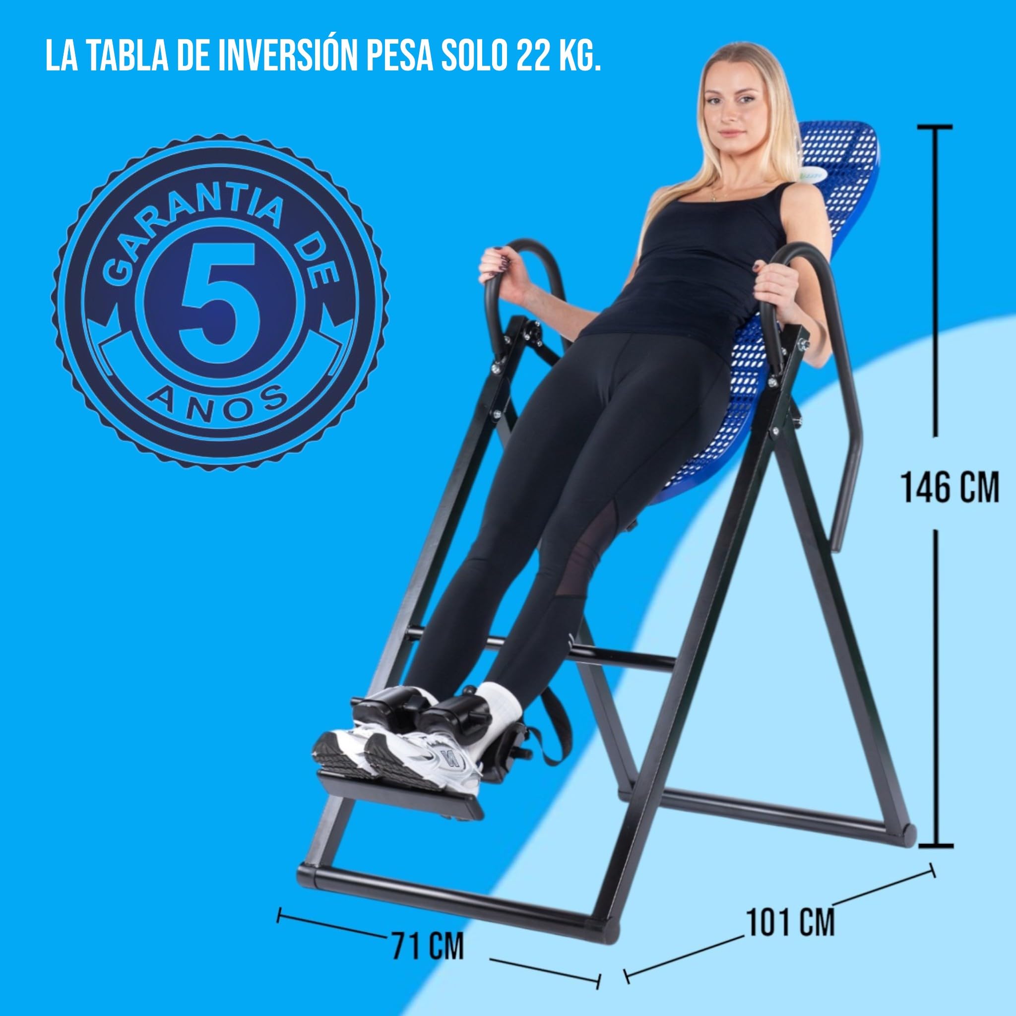 Tabla de Inversión Plegable con inversión Total, soporta hasta 150 kg y cómodos Soportes para Tobillos