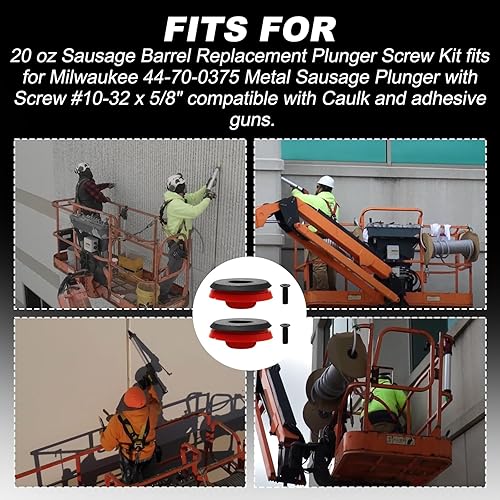 Miniatura 4 de 44-70-0375 Kit de émbolo y tornillo de cubo de salchicha de 20 onzas para pistola de calafateo y engrase inalámbrica Milwaukee 2441-20, 2641-21CT,