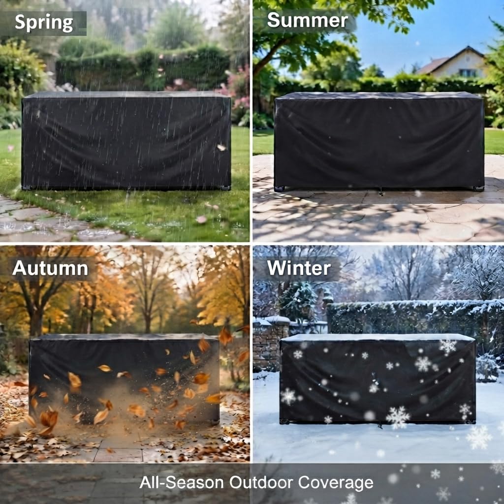 Copertura per Mobili da Giardino 385x265x100 cm Impermeabile e Antivento in Tessuto Oxford 420D, Telo Protettivo Antineve per Tavoli e Sedie da Esterno, Nero