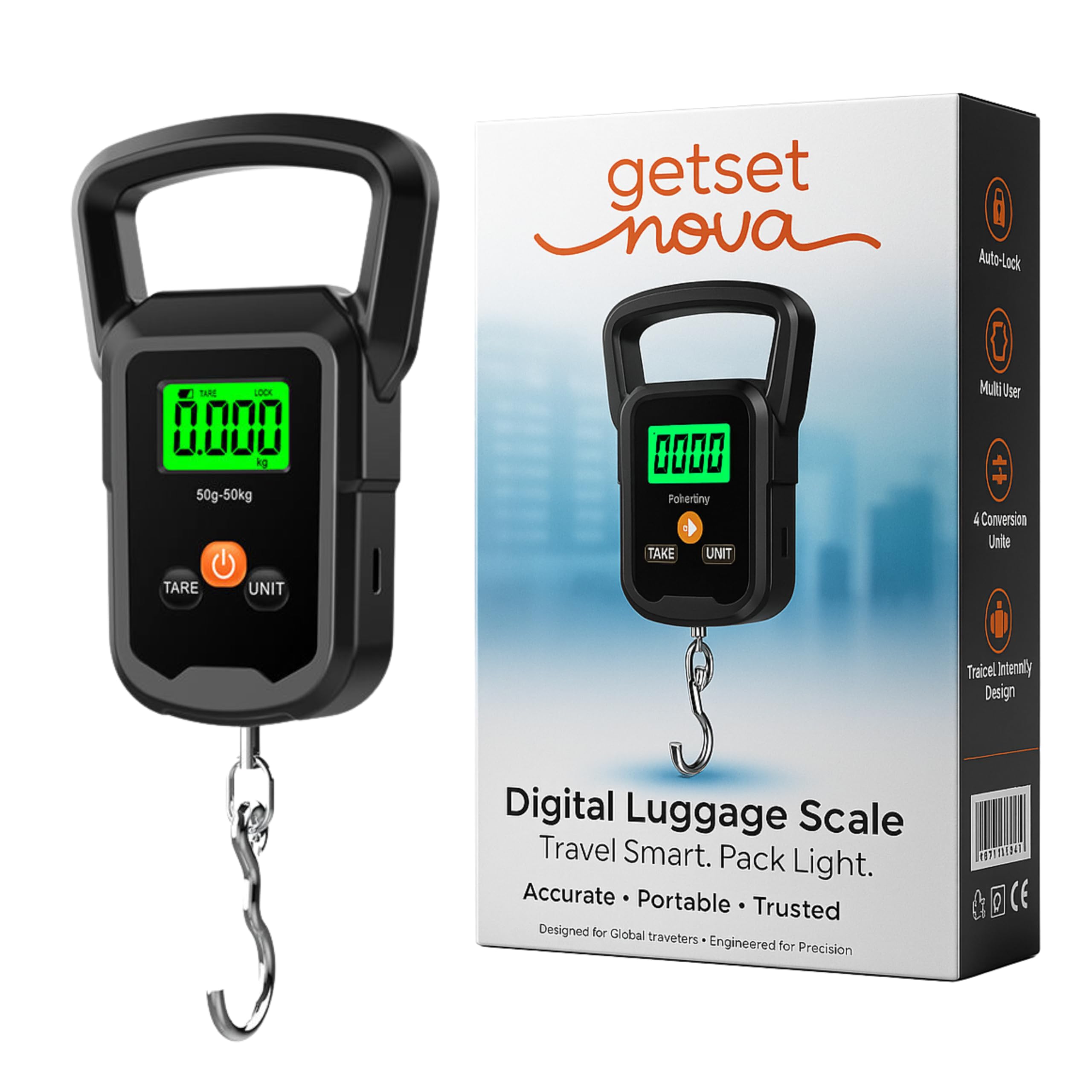 Digital Weight Machine for Luggage 50kg | Portable Luggage Weighing Scale for Flights | Luggage Scale Luggage Weight Scale Weighing Scale | High Precision Travel Essentials 1 Year Warranty