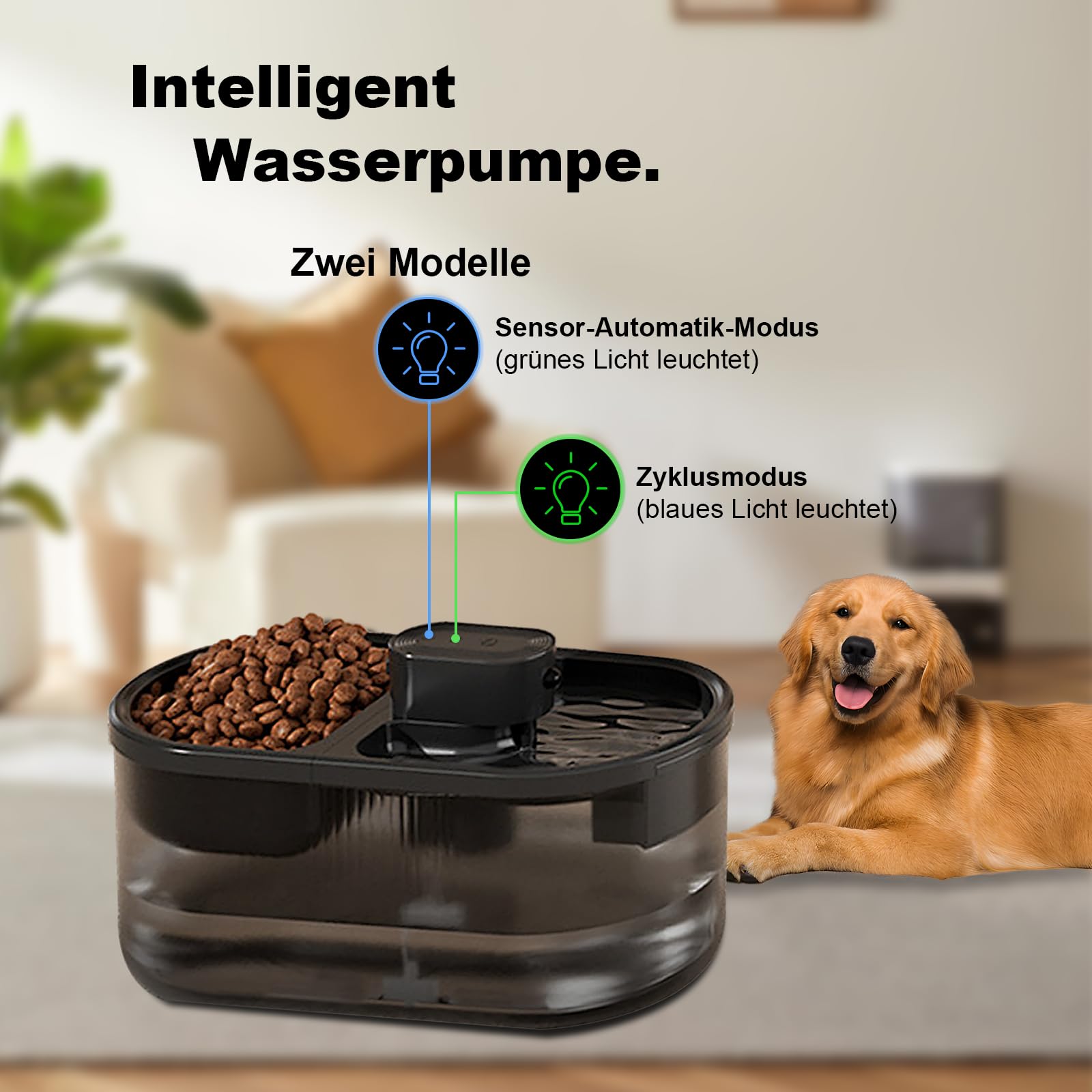 Automatischer Trinkbrunnen für Katze,Katzenbrunnen Kabellos mit Bewegungsmelder,Trink- und Fütterungsautomat für Katzen mit 4,5 Litern, Wasserspender für Katzen, Futterautomat für Haustiere