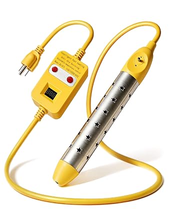 Portable Immersion Water Heater with Thermostat - 1500W Fast Heating Electric Heater with Auto Shutoff, Constant Temperature Control and Dry-Burn Protection for Bucket & Bathtub