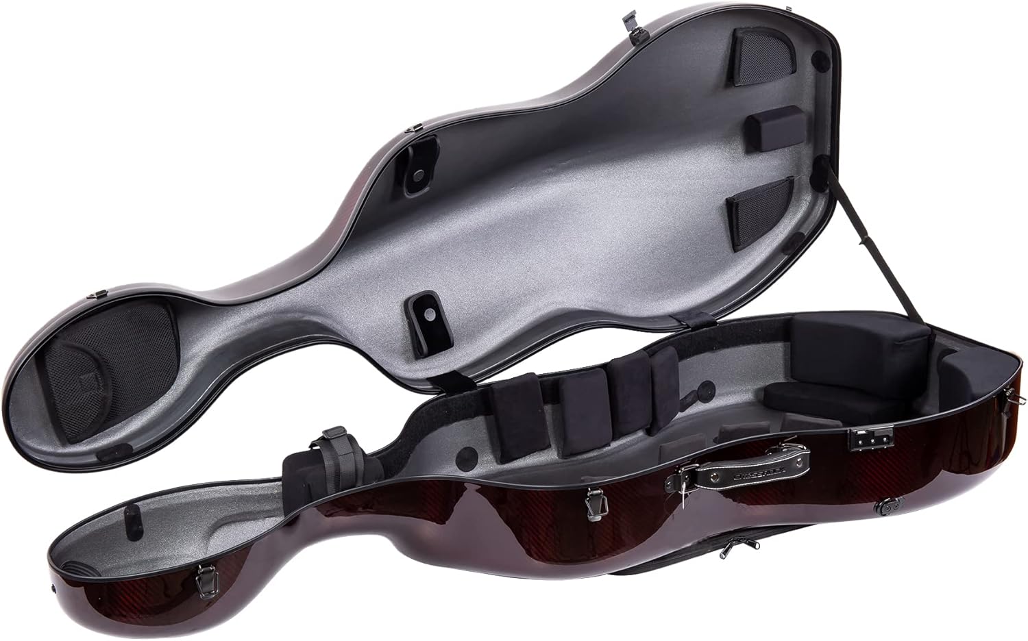 Crossrock Professional 3K Twill Carbon Fiber Cello Case 4/4 Full Size | 7lb Ultra-Light Travel-Ready Hardshell | Aerospace Weave Technology & Deep Crimson Red High-Gloss Finish