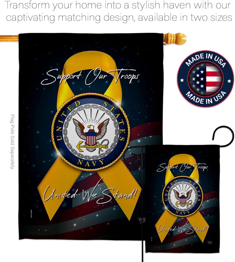 Support Navy Garden Flag - Armed Forces USN Seabee United State American Military Veteran Retire Official - House Decoration Banner Small Yard Gift Double-Sided Made in USA 13 X 18.5