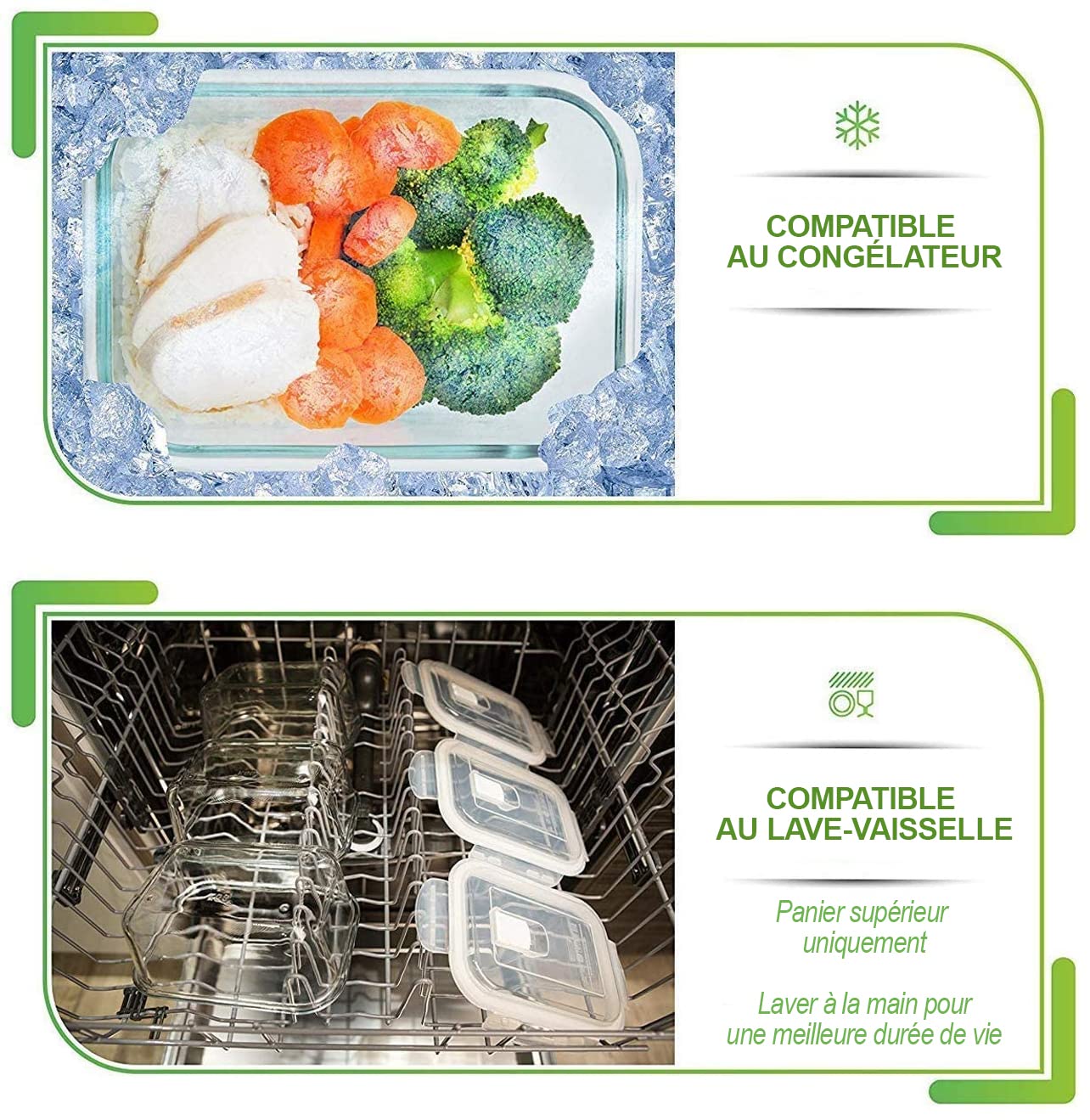 [5 Pièces] Hermetique Boite Alimentaire Verre avec Couvercles - Boite Conservation Verre sans BPA - Recipient en Verre (880 ml: 1-compartiment)