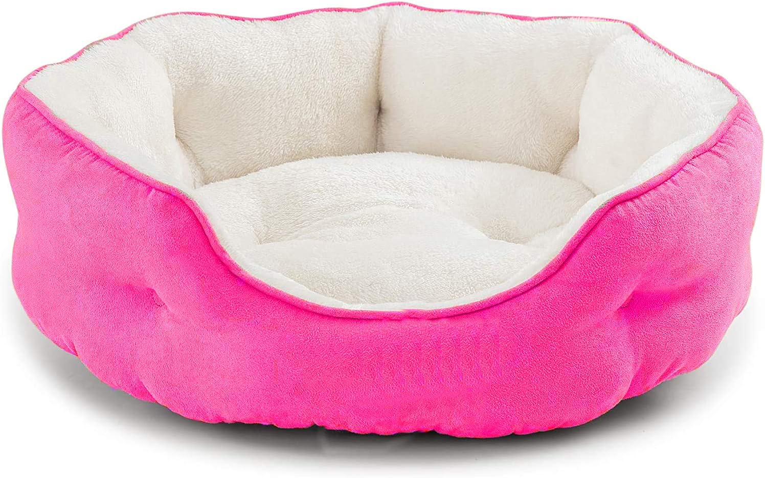 PAWSOME Round Cat Bed for Indoor Cats Clearance Washable Dog Bed for Puppy and Kitties with Slip-Resistant Bottom, Plush Flannel Pet Supplies Small