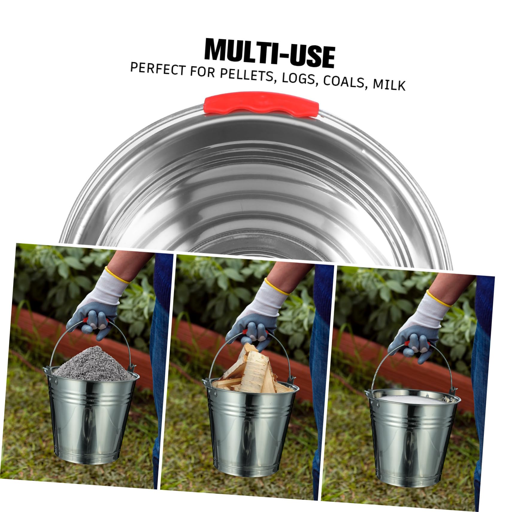 HOODANCOS 1Pc Stainless Steel Water Bucket with Lid Multi Purpose Utility Pail for Milk Ice and Water Durable Design for Household and Outdoor Use Easy to Clean and Maintain