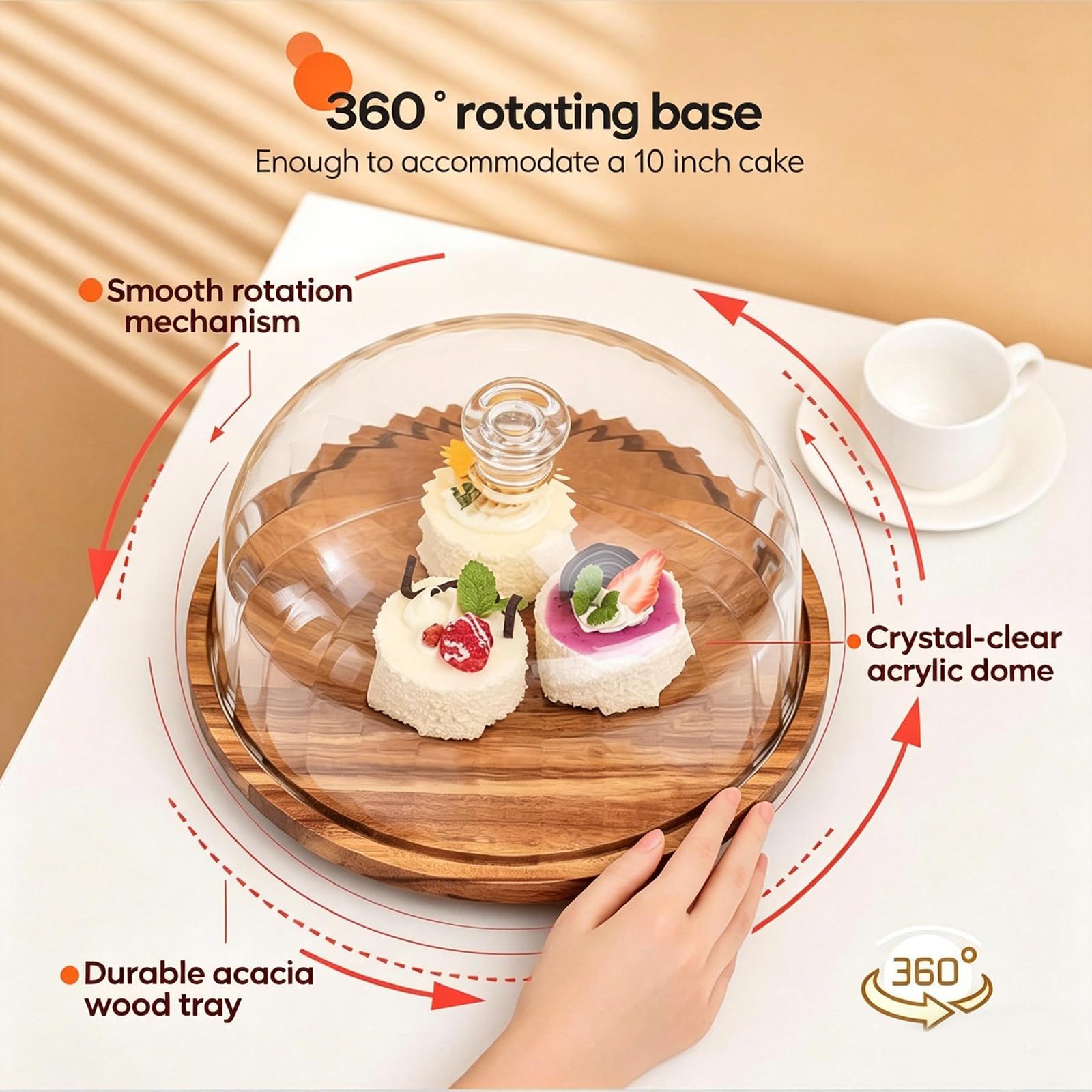 Amazon.com | cutesun Cake Stand with Lid, 10.8'' Shatterproof