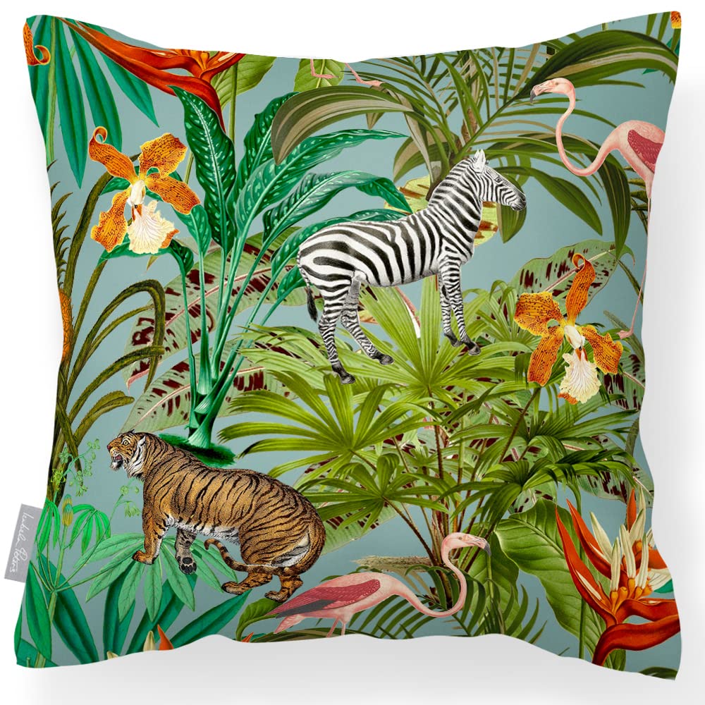 Izabela Peters Blue Surf Outdoor Cushions Waterproof, 43 Cm, Filled Outdoor Cushion, Jungle Fusion - Garden Furniture Cushions, Outdoor Seat Cushions, Garden Chair Cushions