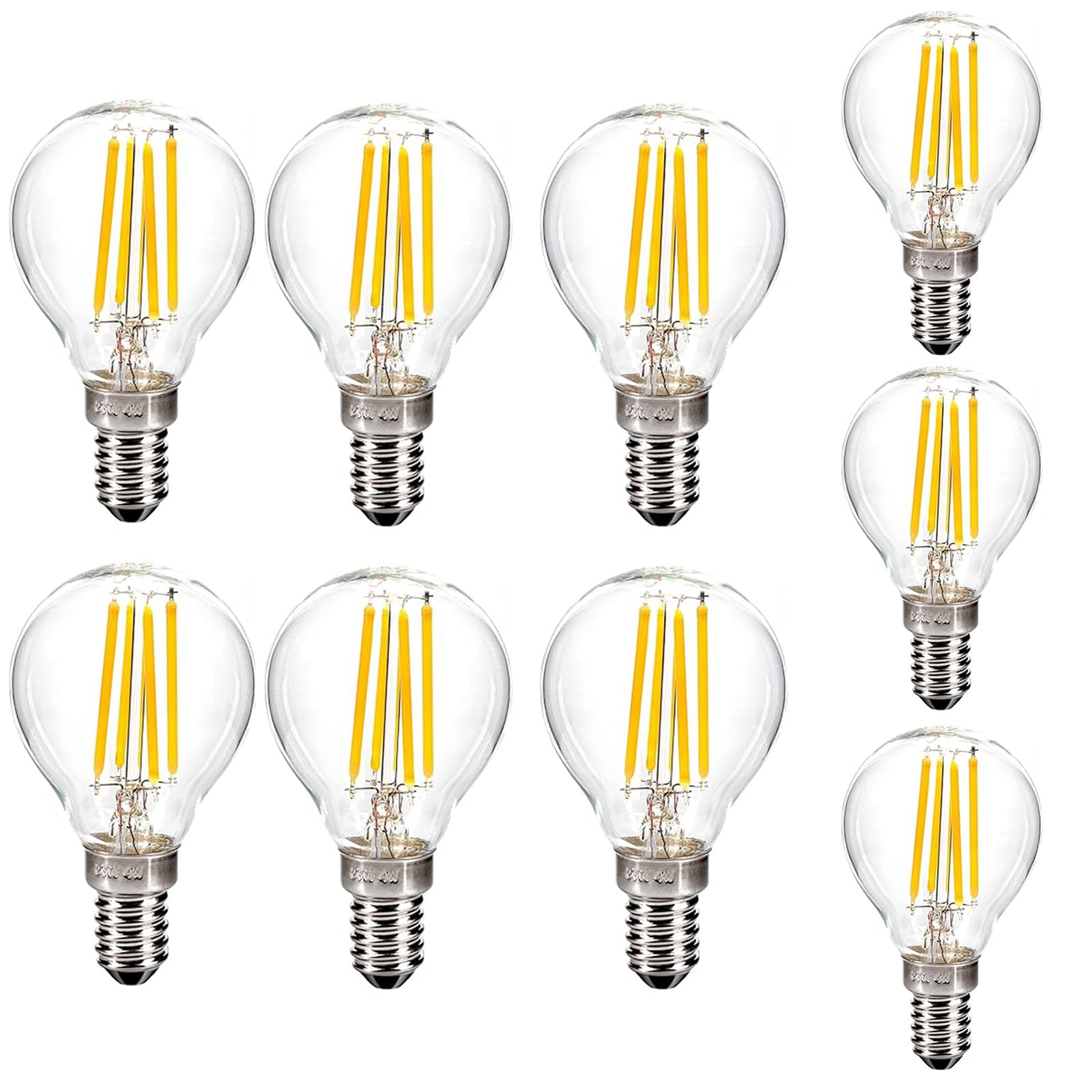 Ampoule LED Bougie E14 Non Dimmable Lot de 9 Blanc Neutre 4000K 4W (Équiv. 40W) 440 Lumens Sans Scintillement Pour Salon Chambre Cuisine(Warm white 2700W,6W)
