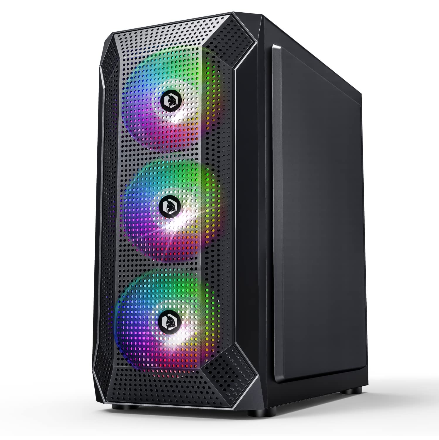 EMPIRE GAMING - Case PC da Gioco Ruby - ARGB Mid-Tower ATX, mATX, ITX -Frontale Mesh -Pannello Laterale in Vetro Acrilico -4 Ventilatori 3 Pins 5 Volt LED RGB Indirizzabile 120 mm -MB Sync- Nero