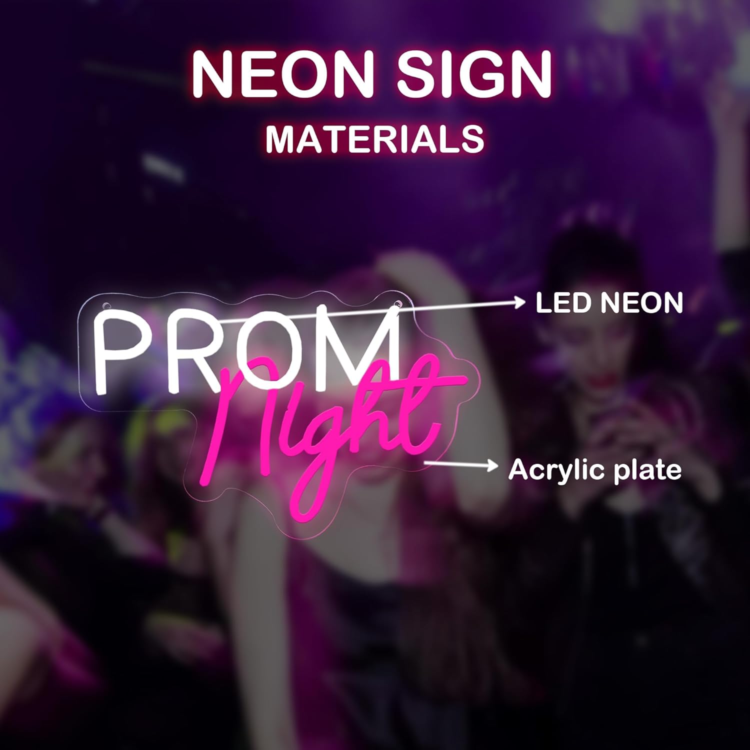 Prom Night Neon Sign, LED Light Up Party Decoration for Prom, Graduation, or Dance Event, USB Powered Backdrop Wall Sign for Prom 2026 Grad Party Decor
