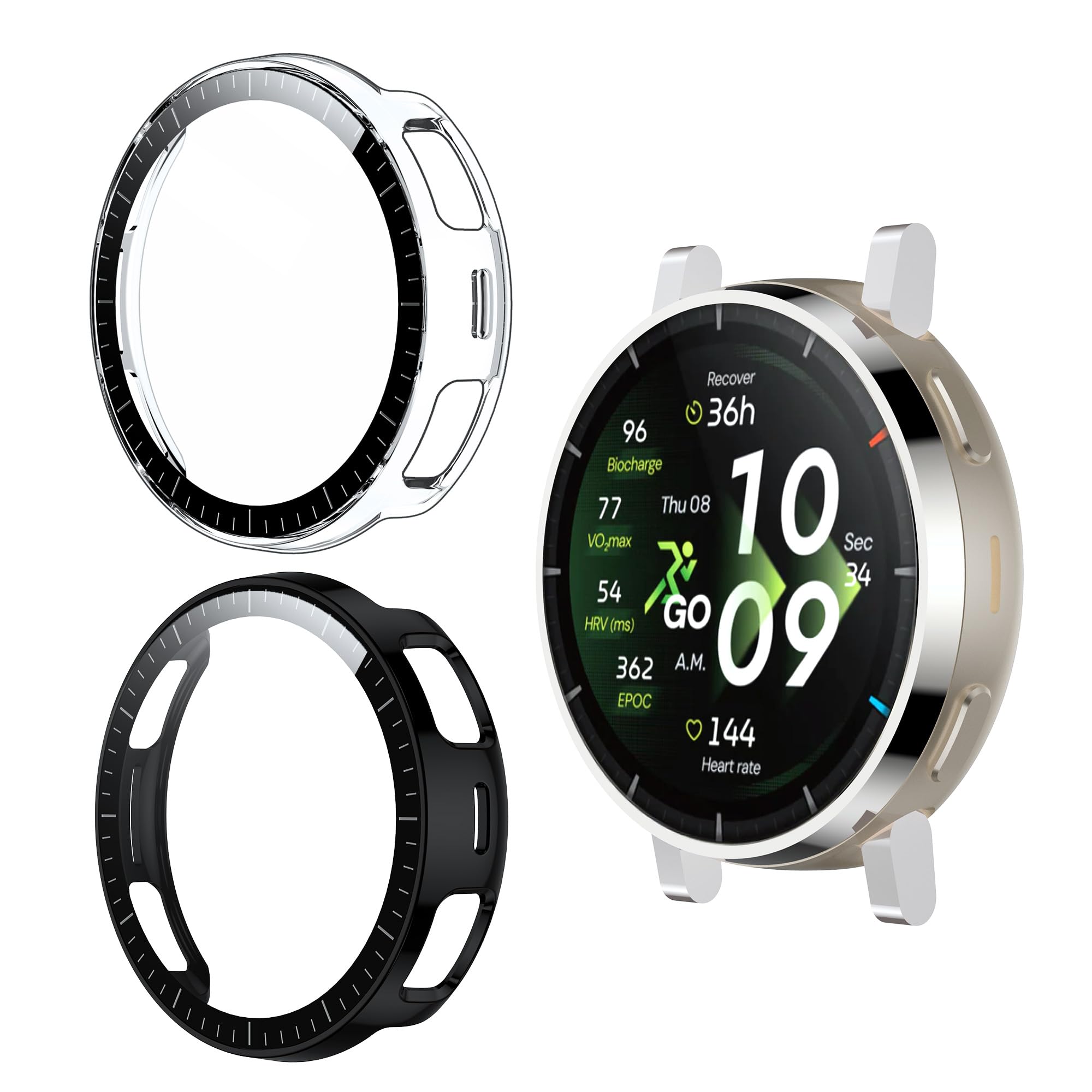 Effcotuo Funda para Amazfit Active 3/ Active 3 Premium Cover con Protector de Pantalla, Hard PC Ultrafino y Resistente a Arañazos Carcasa,Compatibles -Nergo