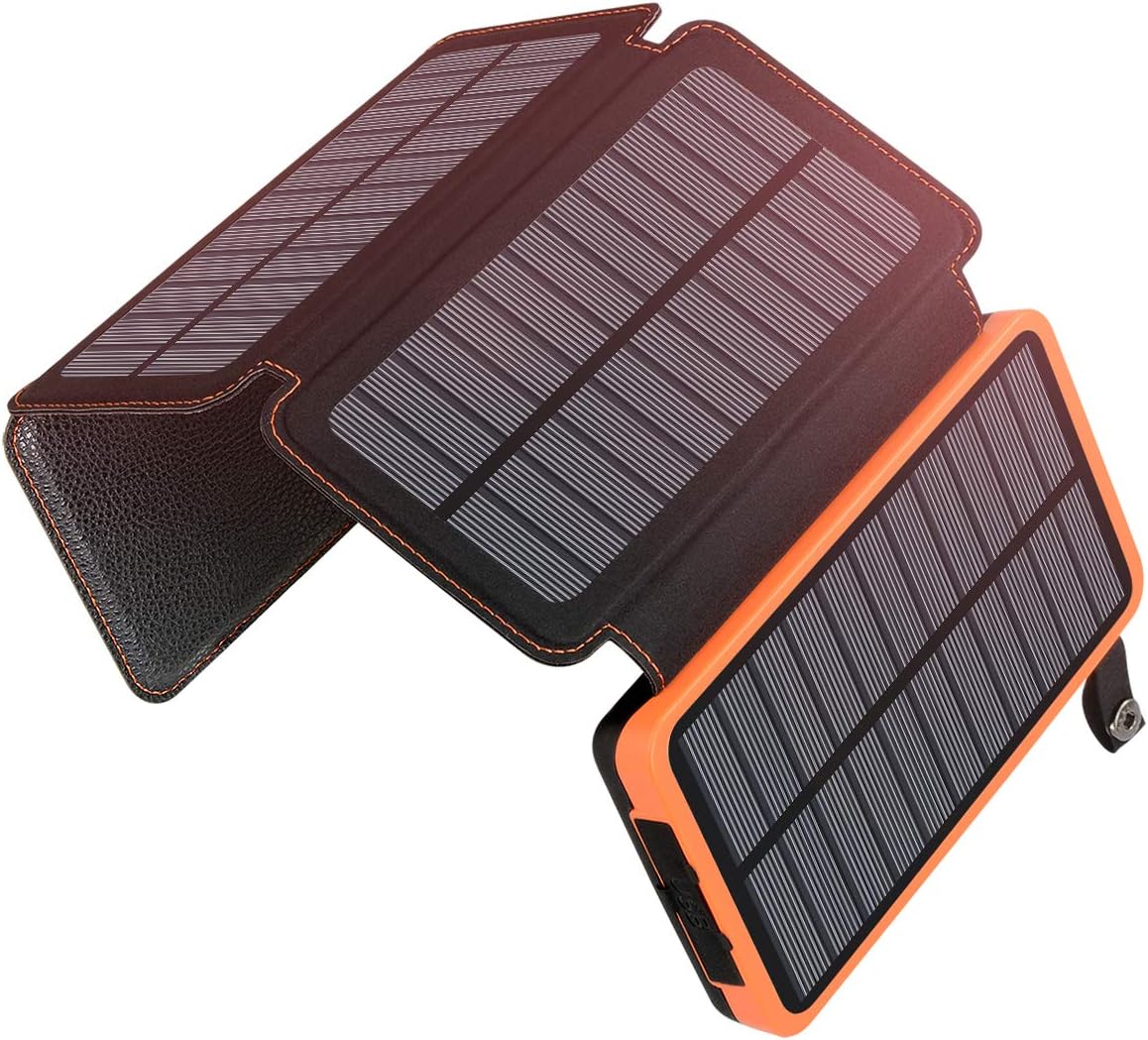 A ADDTOP Solar Charger Power Bank - 25000mAh Fast Charging Bank with 4 Panels Solar Cell Phone Charger External Battery Pack for Phone Tablet Orange