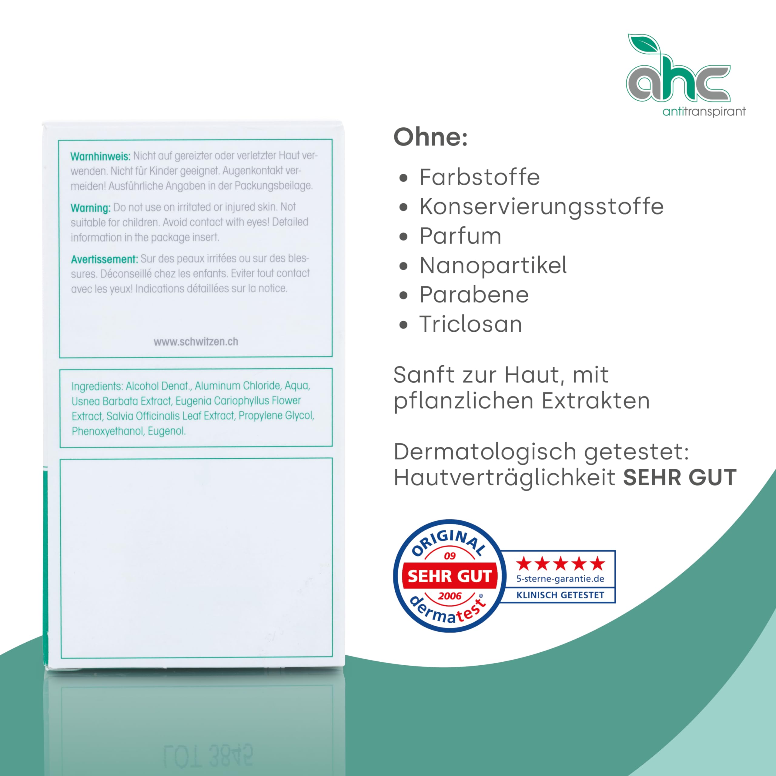 AHC SENSITIVE Antitranspirant Tropfflasche 50ml gegen Schwitzen an Achseln & Körper - Unisex Antiperspirant mit Pflanzenextrakten für empfindliche Haut