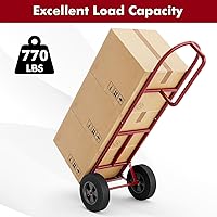Vista 5 de Goplus Carretilla de Mano, Carretilla de Mano con Mango en P con Asa de Bucle Vertical, Ruedas de 10", Plataforma Plegable de 15" x 9", Capacidad