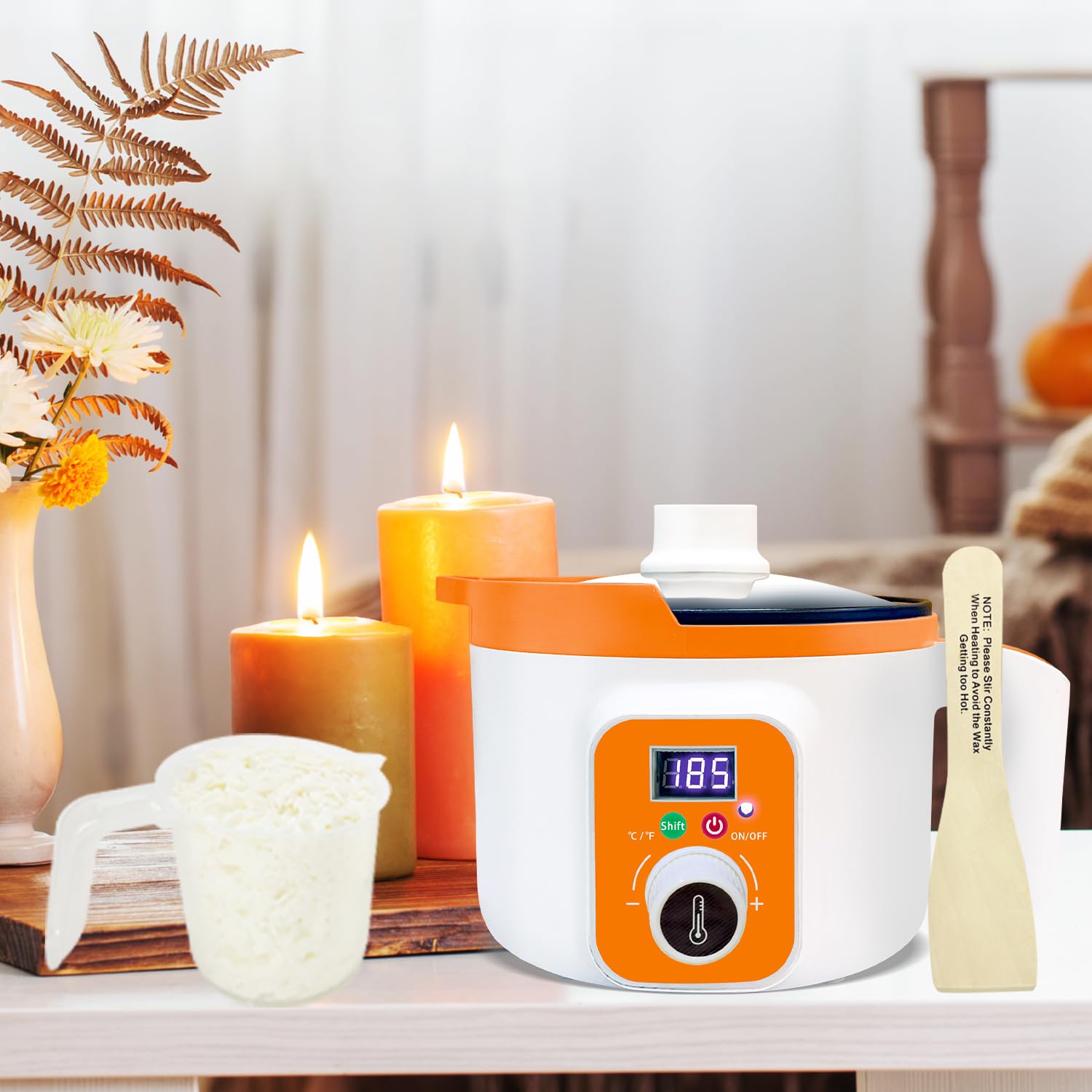 Fondoir à cire électrique avec écran LED, fondoir numérique pour cire de bougie avec bec verseur, machine à bougies à température constante