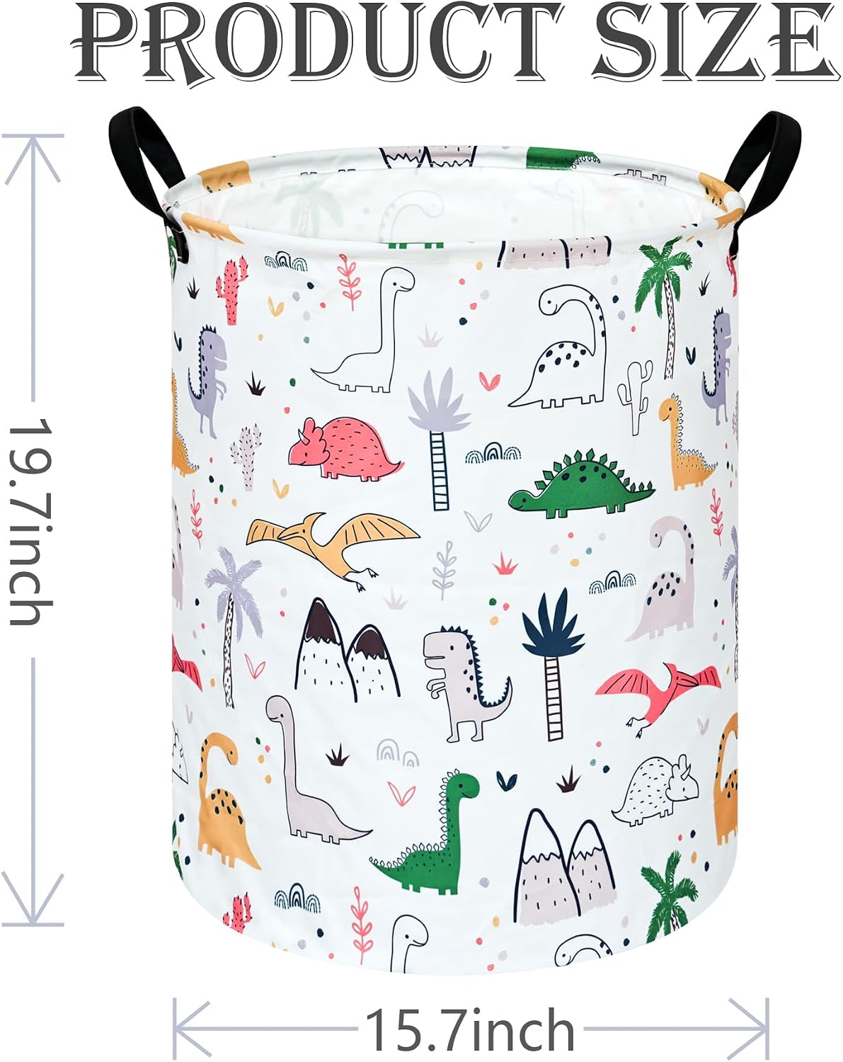 Collapsible Kids Laundry Basket Clothes Hamper, Foldable Storage Organizer Bin, Toy Clothes Storage with Handles for Boys Girls Bedroom, Room Decor Dinosaur