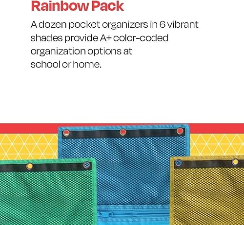 Miniatura 5 de School Smart Bolsas de malla con cremallera, 10 x 7-1/2 pulgadas, colores surtidos, paquete de 12