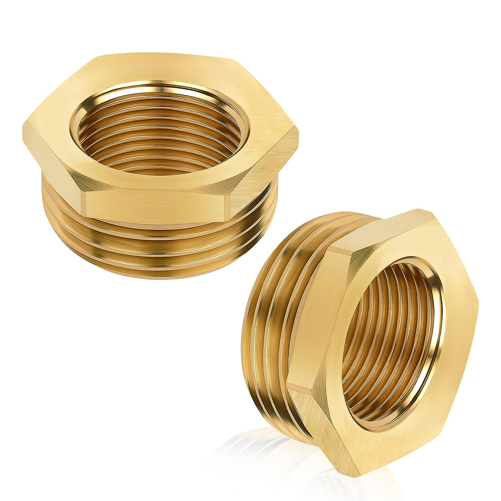 6x Messing Reduzierstück 1/2 Auf 3/8 – AG 20 Mm Auf IG 16 Mm, Inkl. Dichtband – Für Wasser-, Gas- Und Pneumatikleitungen, Korrosionsbeständig
