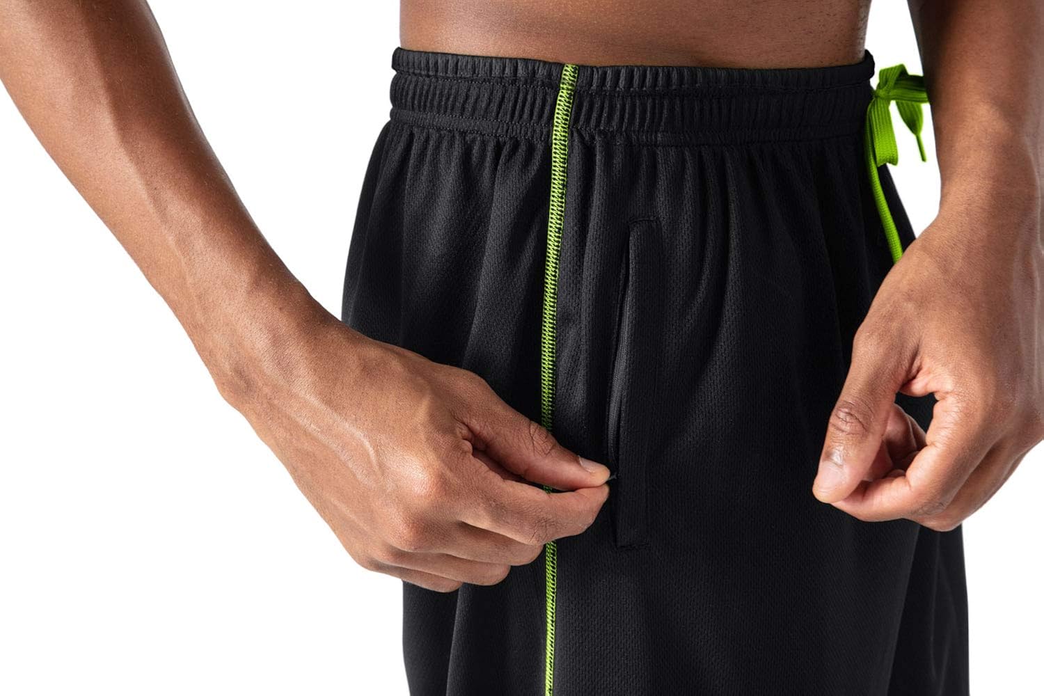 EKLENTSON Mens Mesh Pants Elastic Waist Drawstring Open Bottom Sweatpants Black Small