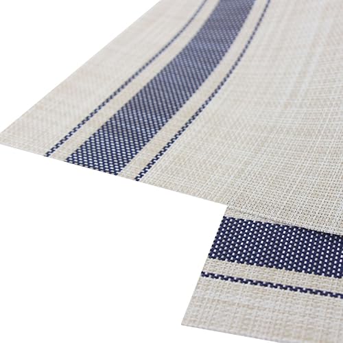 Miniatura 5 de Juego de 6 manteles individuales para mesa de cocina, lavables, 12 x 18 pulgadas, manteles individuales tejidos de PVC fáciles de limpiar (azul