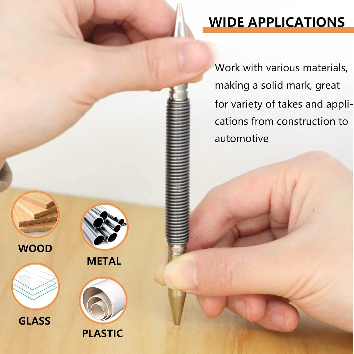 WHLLING 2-Piece Dual Head Combo Nail Setter, Double Ended 3/32″& 1/8″Spring Nail Set, 3500 PSI Striking Force Hammerless Nail Set Punch Nail Pullers