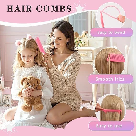 Hair Accessories for Girls, 1350P Colorful Hair Ties with 44P Hair Clips