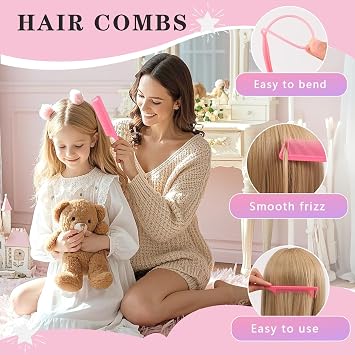 Hair Accessories for Girls, 1350P Colorful Hair Ties with 44P Hair Clips