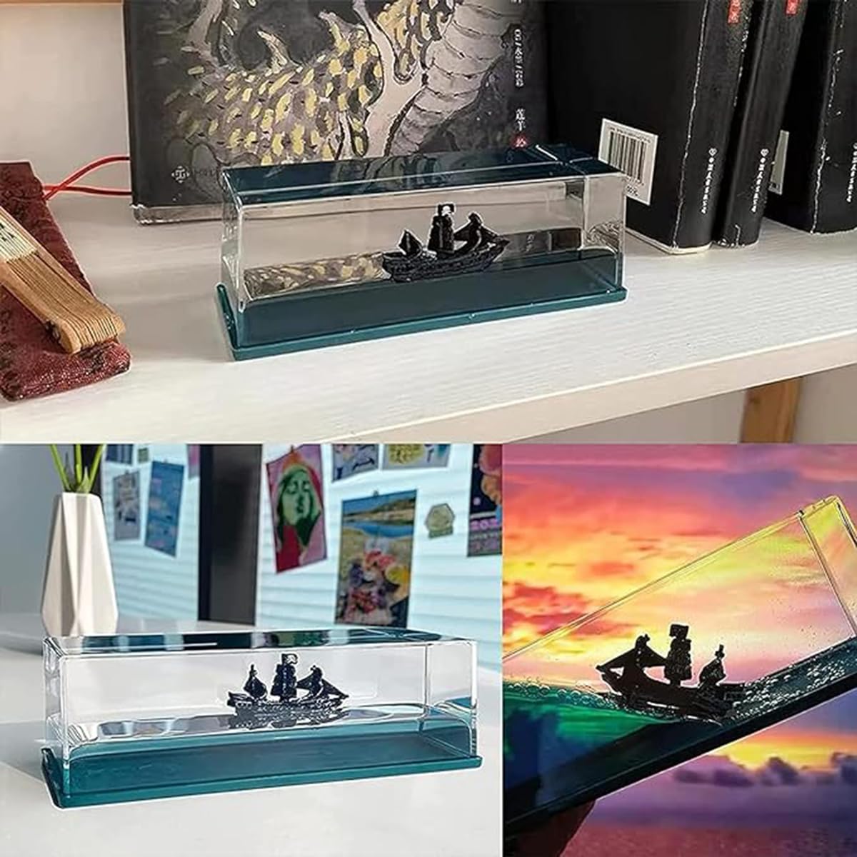 Flacone Liquido per Navi da Crociera, Bottiglia di Fluido di Nave, Decorazione in Acrilico per Nave Pirata, Modello Pirata Ship per Casa, la Decorazione del Tavolo e Auto