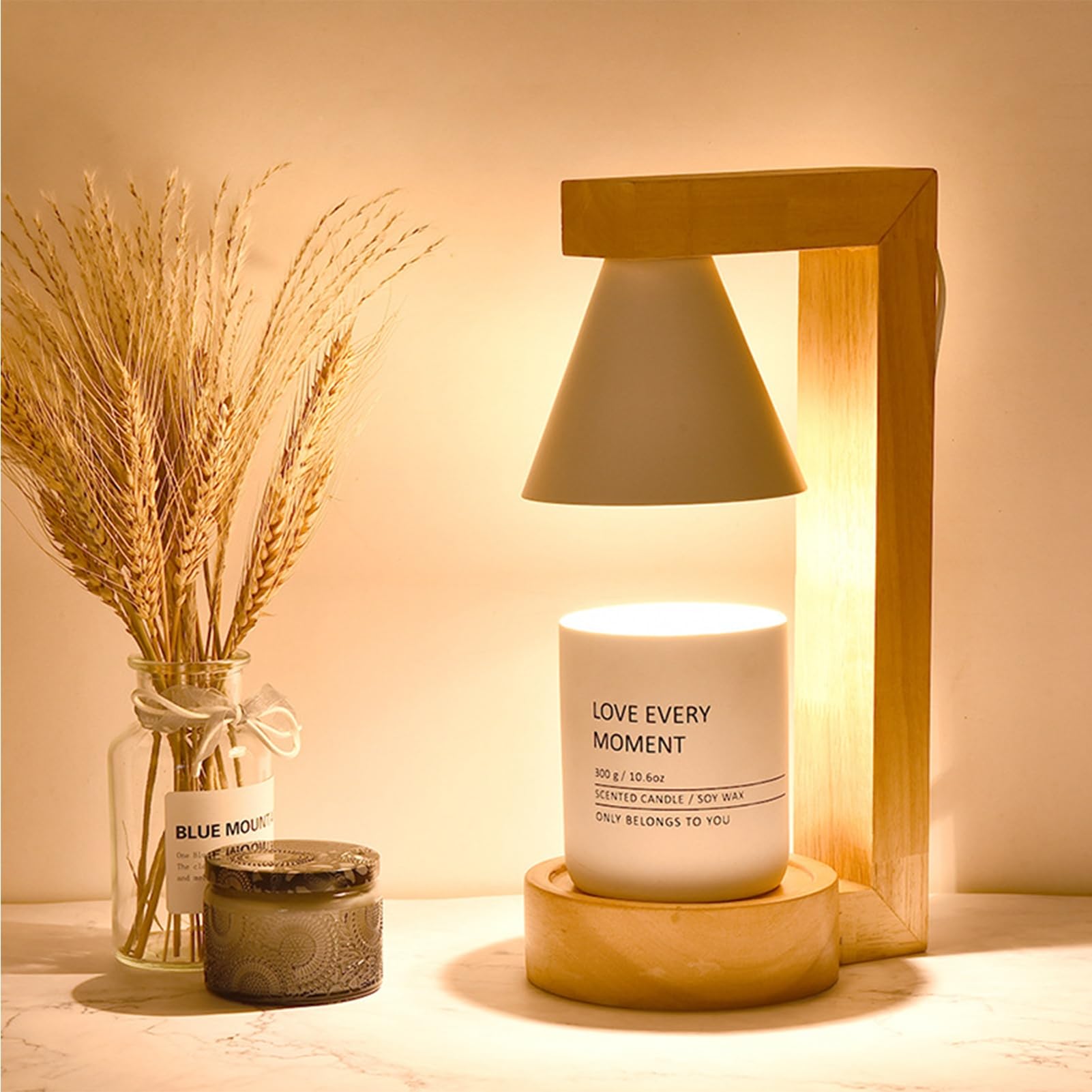 Candle Warmer Lampada, Candle Warmer Elettrico con Timer, Regali di Natale per Candele Jar, Candele Warmer Lanterna Melting Wax Si Adatta alla Maggior Parte Jar,Bianca