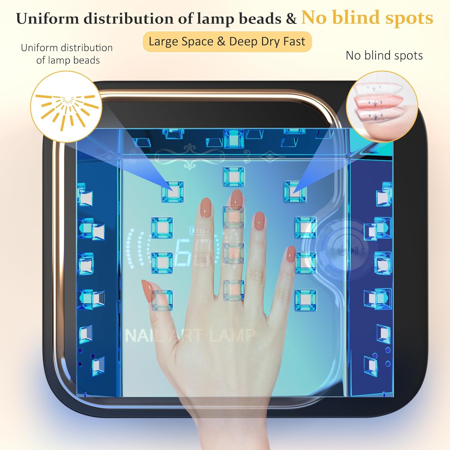 388W Cordless Nail Lamp, Rechargeable UV Light for Gel Nails with Unique Knob & Full LCD Display Screen, Portable Wireless UV LED Nail Lamp, Fast Curing Gel Nail Polish for Salon & Home Use