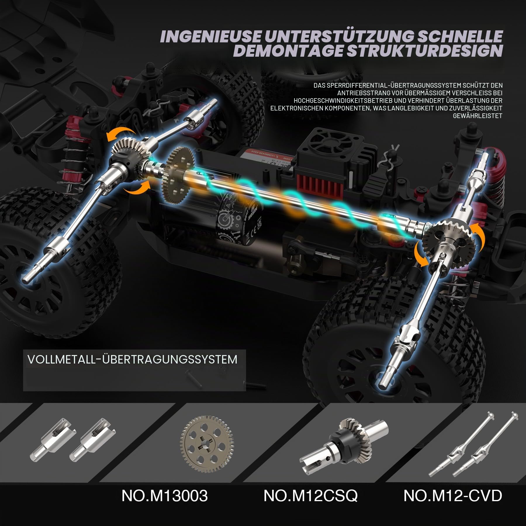 Hosim 1/14 RC Auto Ferngesteuertes Auto für Erwachsene & Kinder, 60 km/h Brushless Buggy 4WD Offroad, Wasserdichtes High-Speed RC Fahrzeug für Gelände/Sand/Schnee, Geschenk ab 8 Jahren