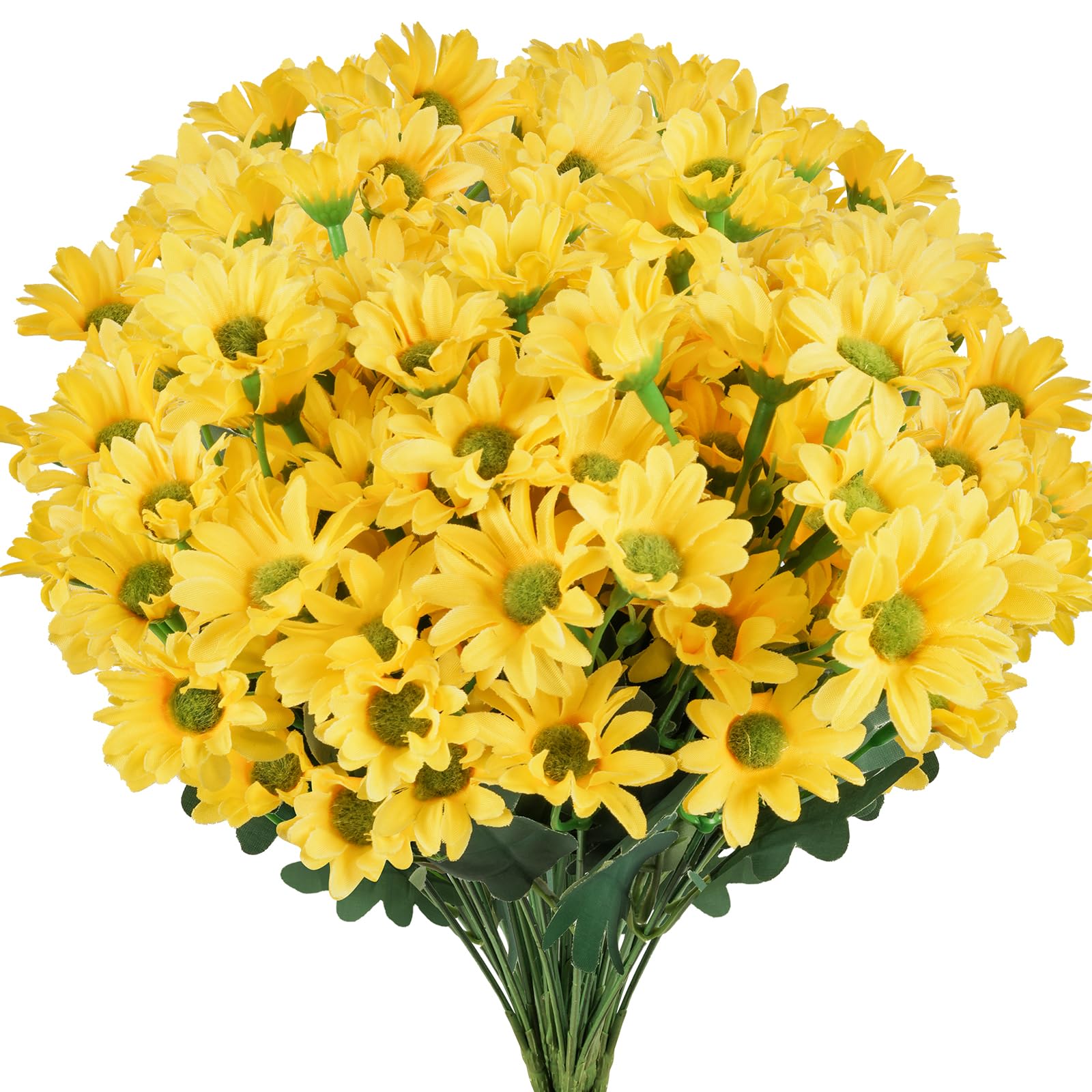 IMIYOKU Artificial Flowers, 10 Bundles Yellow Faux Silk Daisy Flowers for Outdoor and Indoor, UV Resistant Fake Artificial Flower for Vase, Graves Garden Hanging Planter Home Outside Decor