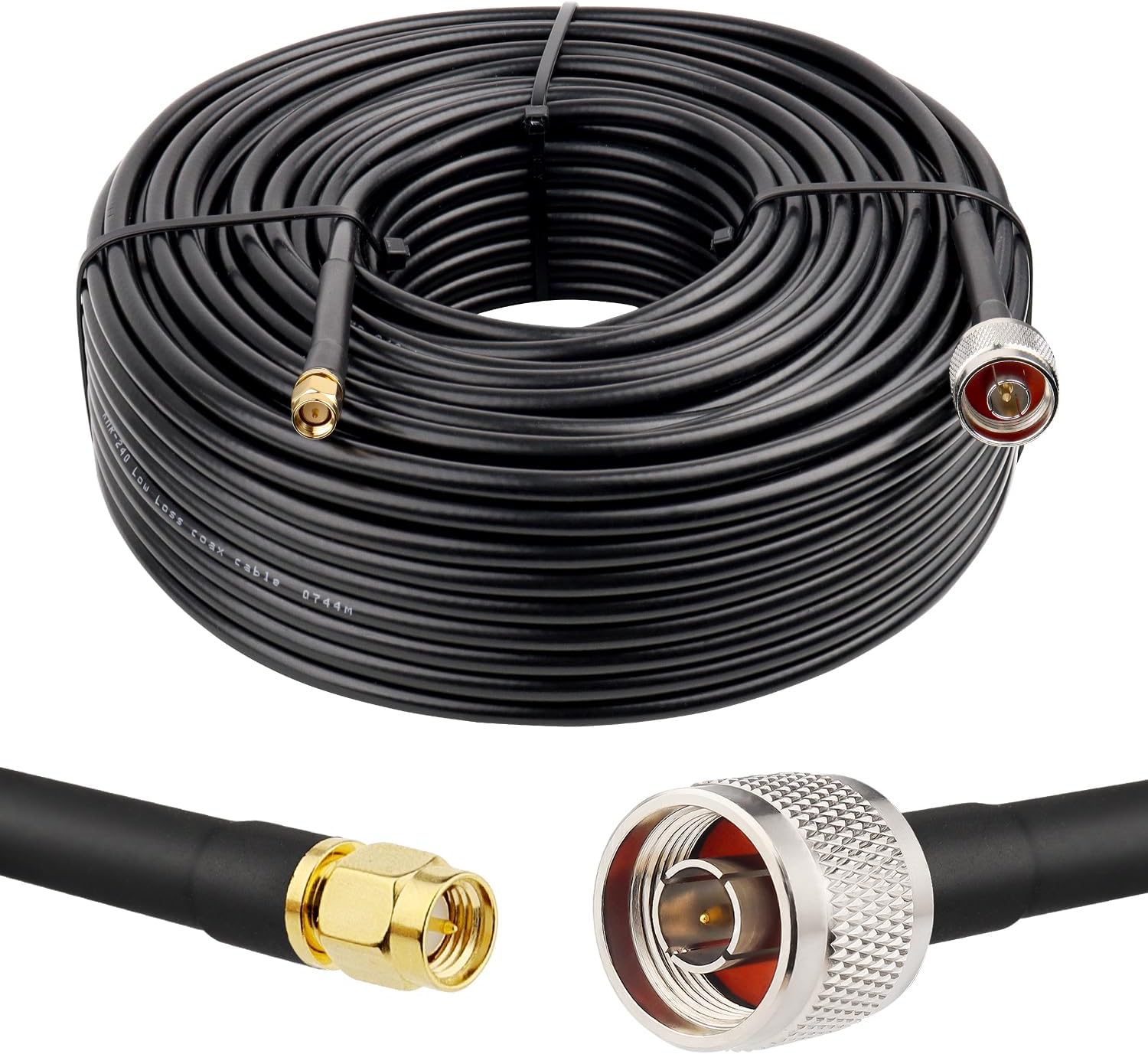 SMA Male to N Male Cable 150ft KMR240 SMA to N Cable Low Loss Type N to SMA Cable 50 Ohm
