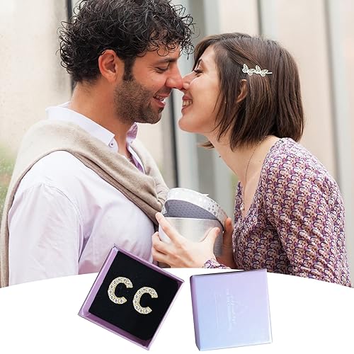 Miniatura 7 de Letter M Initial Stud Earrings for Girls, 14K Gold Plated Sterling Silver Alphabet Letter Earrings, Post CZ Stud Earrings, Hypoallergenic Earrings