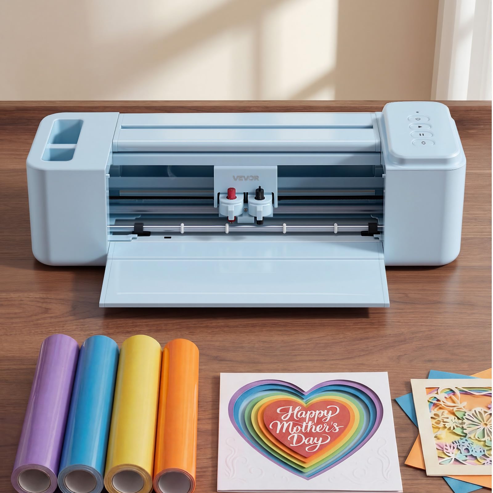 VEVOR Machine de Découpe Capacité Max. 305 mm, Découpe Vinyle à Boutons, pour Personnalisation d'Objets Artisanaux Autocollants Scrapbooking Décoration, Compatible avec Mac, Windows, Android et iOS