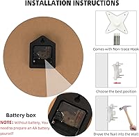 Vista 6 de Reloj de pared, relojes de pared decorativos de 10 pulgadas, funciona con pilas, relojes de madera silenciosos sin tictac, estilo rústico retro