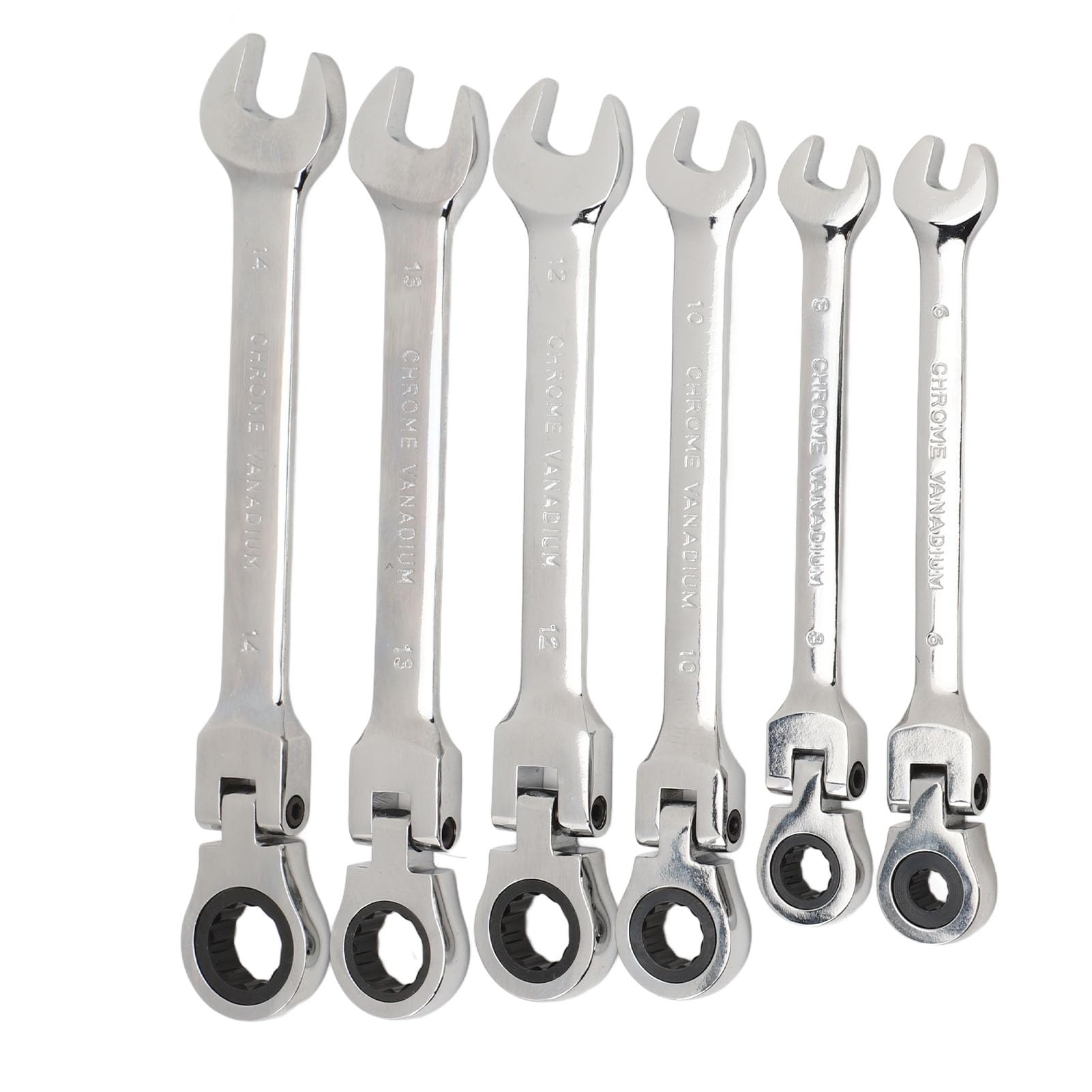 Set di chiavi combinate a cricchetto con testa flessibile Telescopica a 180° facile da manovrare per varie riparazioni (6 Pack)