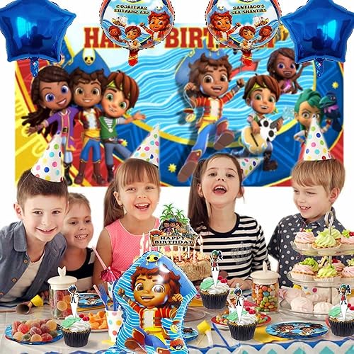 Miniatura 4 de Santiago of the Seas - Suministros para fiestas, platos, decoración de pastel de cumpleaños, pancarta, decoración de globos