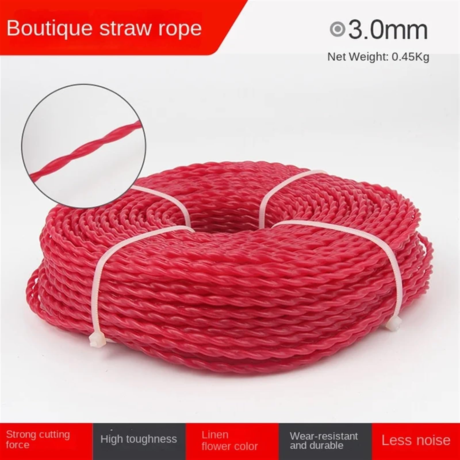 Ligne de Trimmer Strimmer Tondeuse Ligne de Coupe Corde de Paille désherbage débroussailleuse Fil d'acier Torsion dentelé Rond et carré Accessoires de Corde en Nylon(Nylon Serrated)