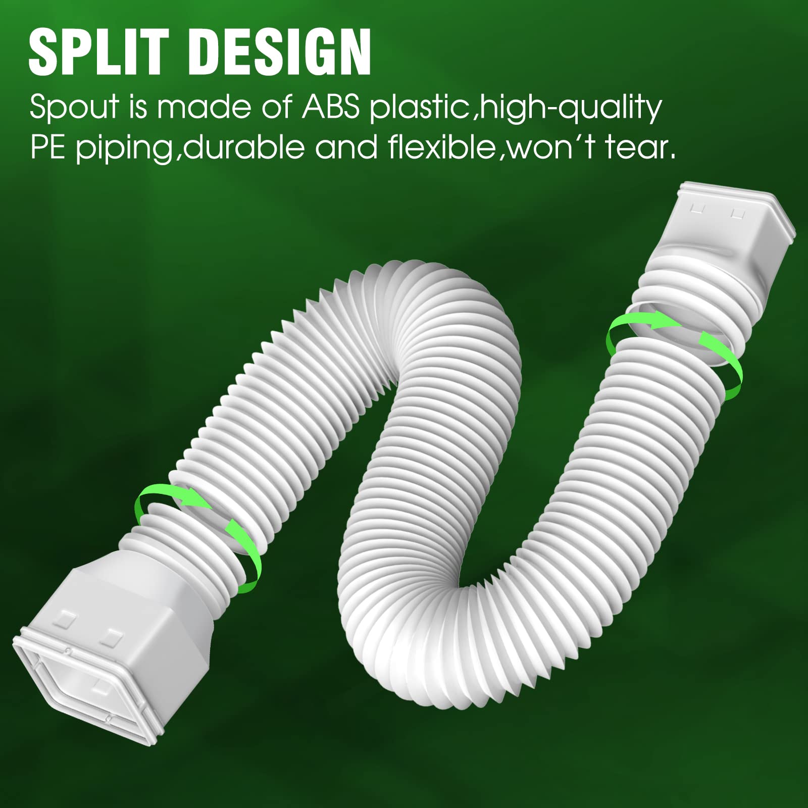 SMTPDT Gutter Downspout Extensions, Gutter Downspout Extender, Down Spout Drain Extension, Gutter Extension Flexible, Extendable from 21 to 60 Inches (2 Pack White)