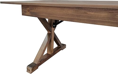 Miniatura 11 de Flash Furniture Hercules - Mesa de comedor plegable con patas en X, mesa rectangular de pino macizo de grado comercial para 10, 9 x 40 pulgadas,