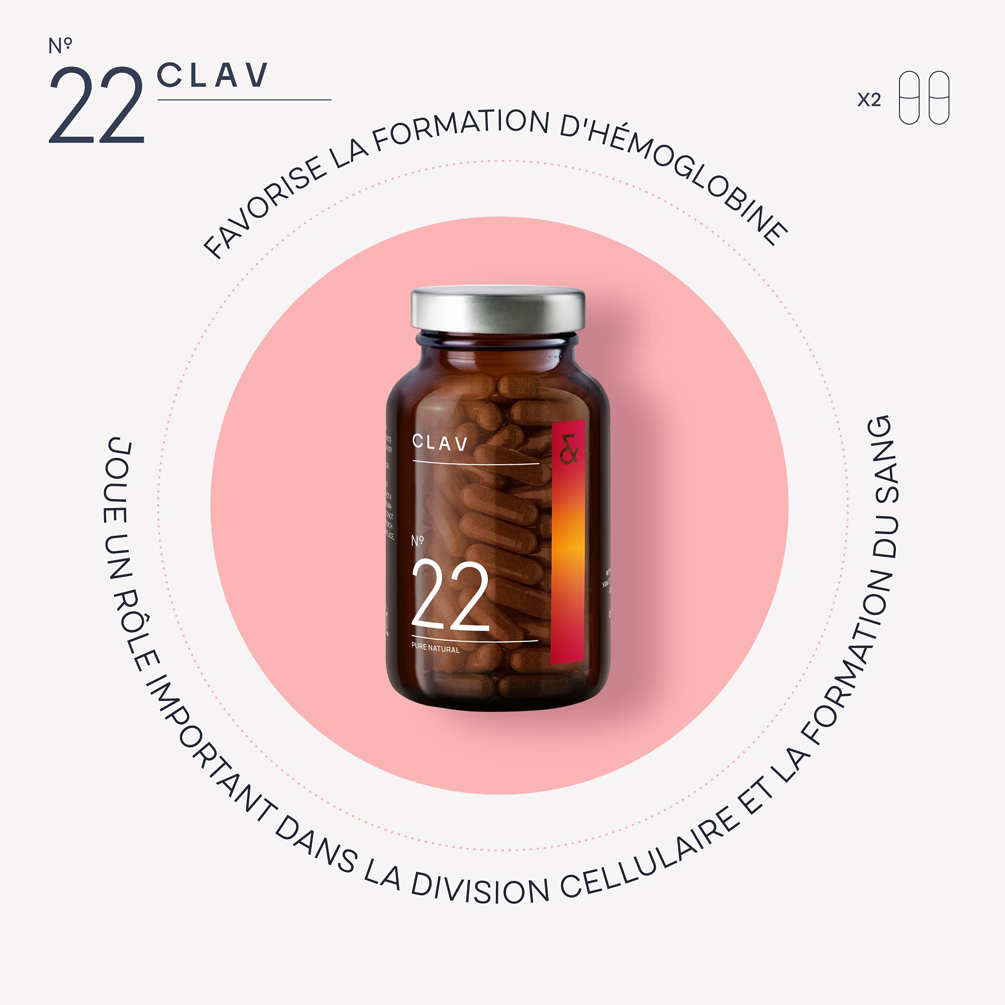 CLAV® Power – Équilibre Féminin & Cycle – Complexe avec Gattilier (Vitex), Alchémille, Igname Sauvage, Sauge, Trèfle Rouge & Rhubarbe – Avec Fer, B12 & Acide Folique – 120 Gélules – Vegan